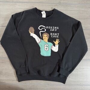 Smoking Jay Cutler Dont Care Black Graphic Sweatshirt Mens S